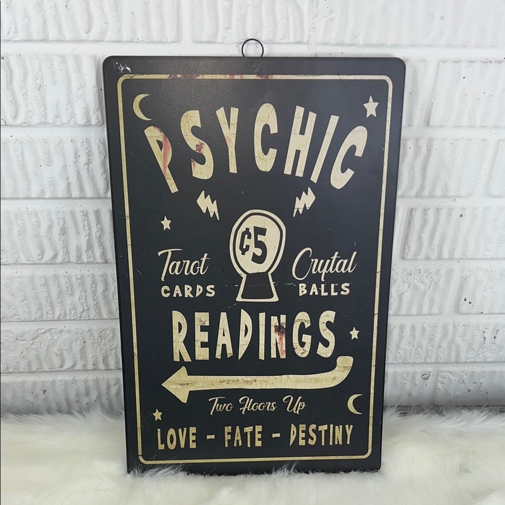 Psychic Readings Metal Wall Sign - Black & Gold